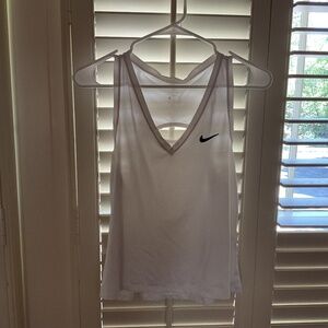 Nike Dry Fit V Neck Tank Top   White   Small